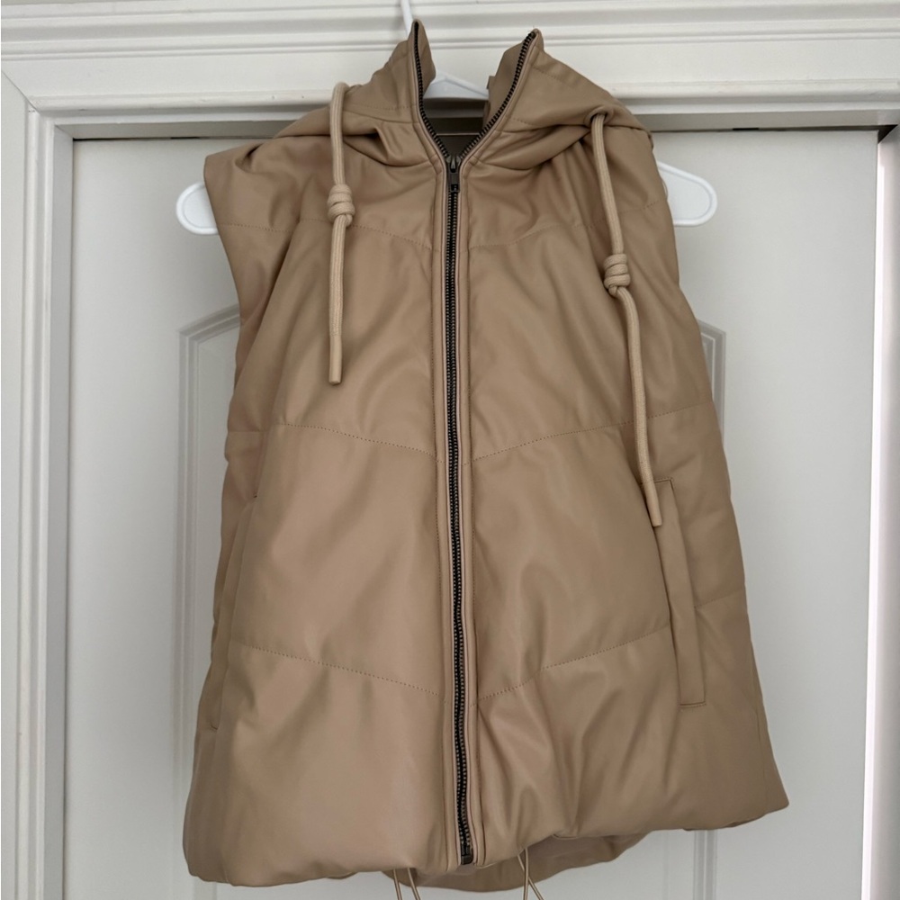 Vici Beige Hooded Puffer Vest